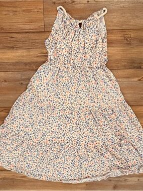 Girls' Lightweight Floral Sundress in White with Blue & Pink Flowers NWOT Size 1